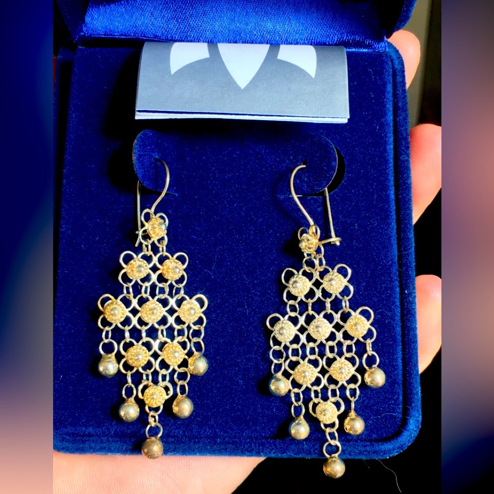 Silver Chandelier earrings. Large dangling feminine